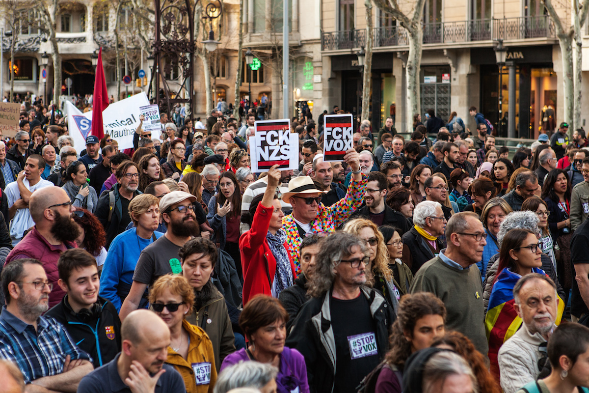 Demostration against the spanish far right party called VOX. Barcelona, 23/03/19