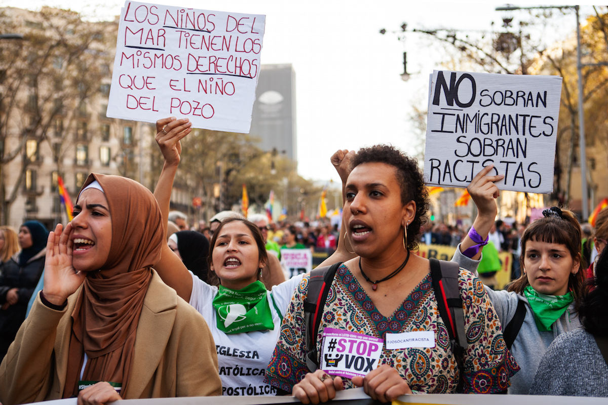 Demostration against the spanish far right party called VOX. Barcelona, 23/03/19