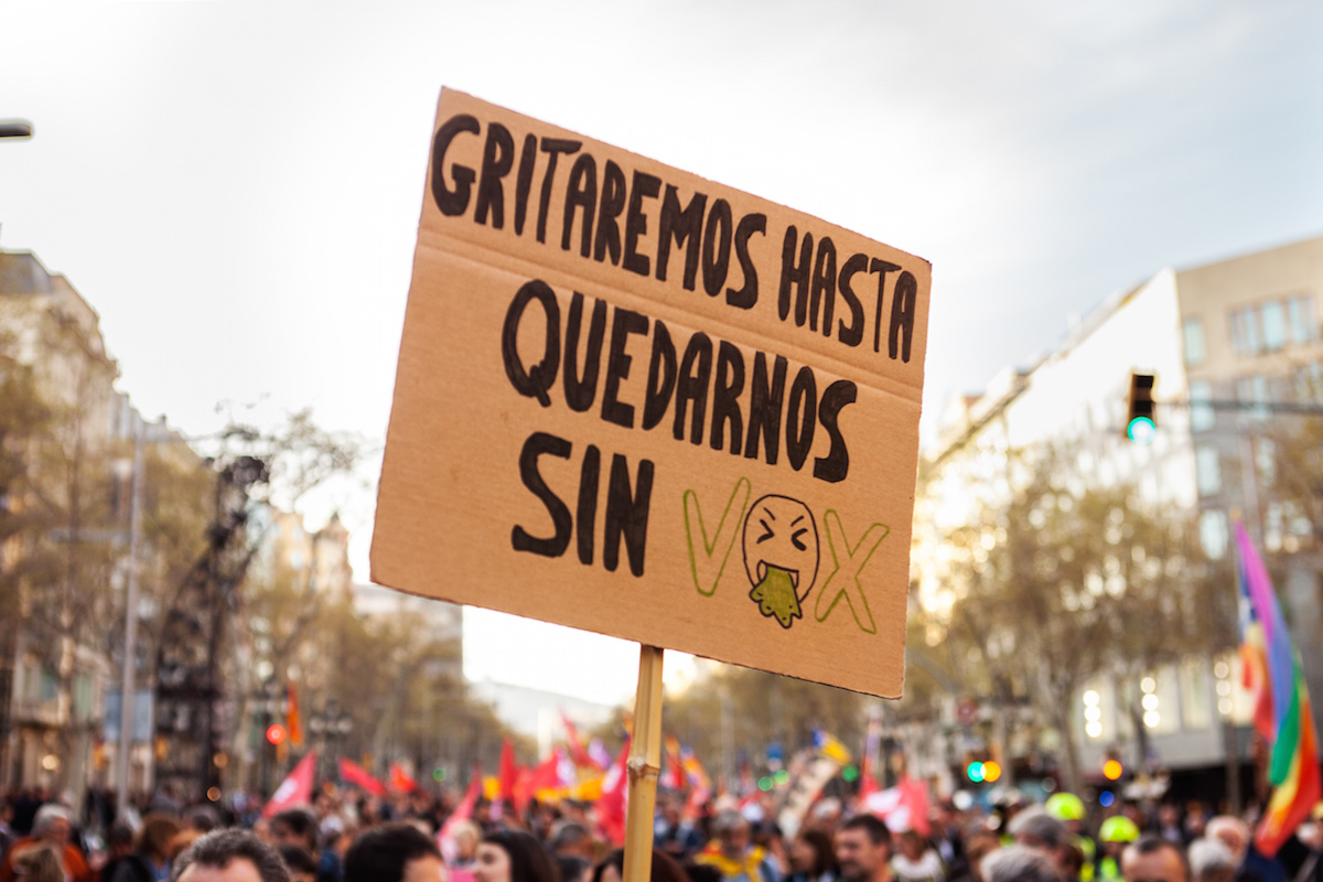 Demostration against the spanish far right party called VOX. Barcelona, 23/03/19