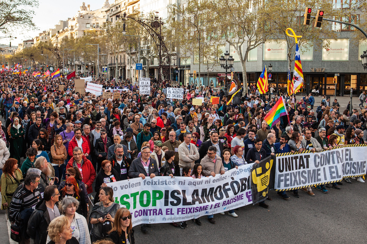 Demostration against the spanish far right party called VOX. Barcelona, 23/03/19