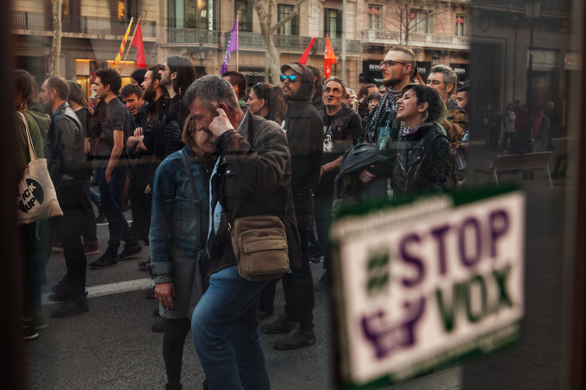 Demostration against the spanish far right party called VOX. Barcelona, 23/03/19