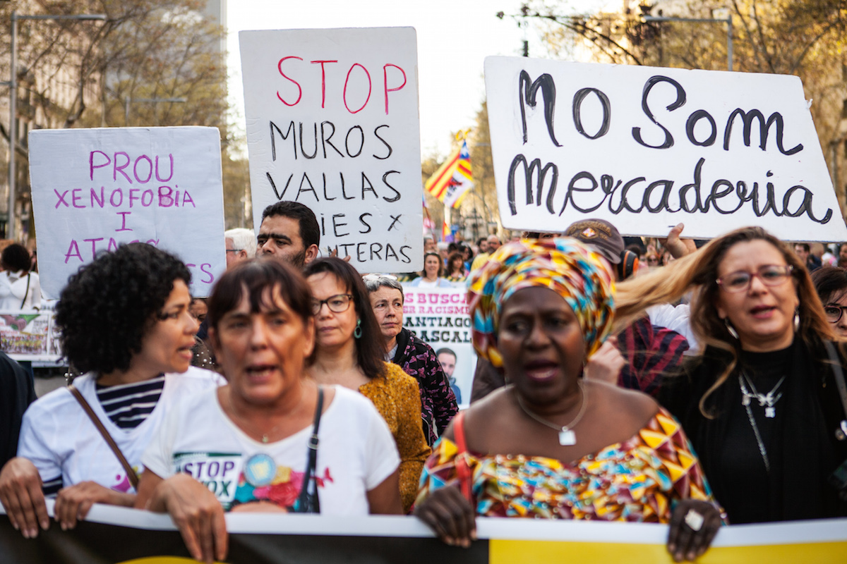 Demostration against the spanish far right party called VOX. Barcelona, 23/03/19